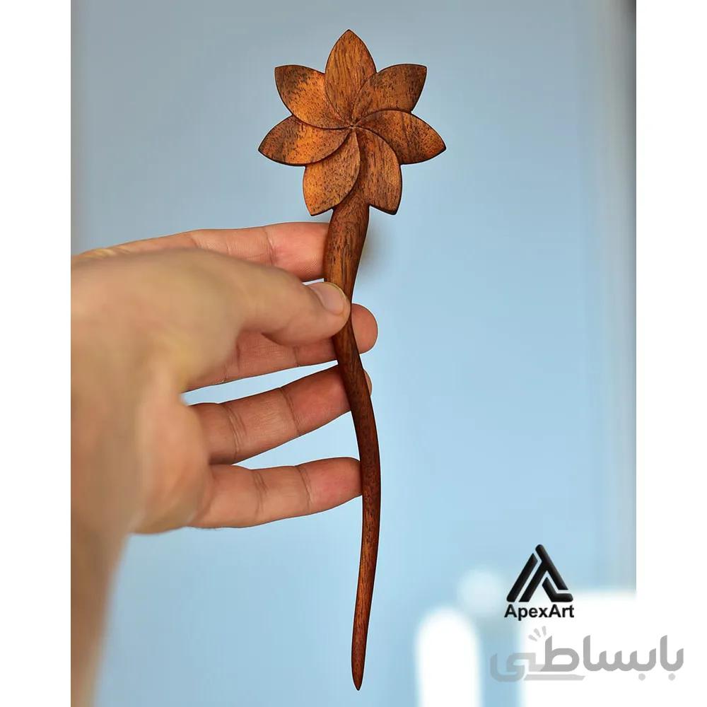 پین مو چوبی طرح گل
