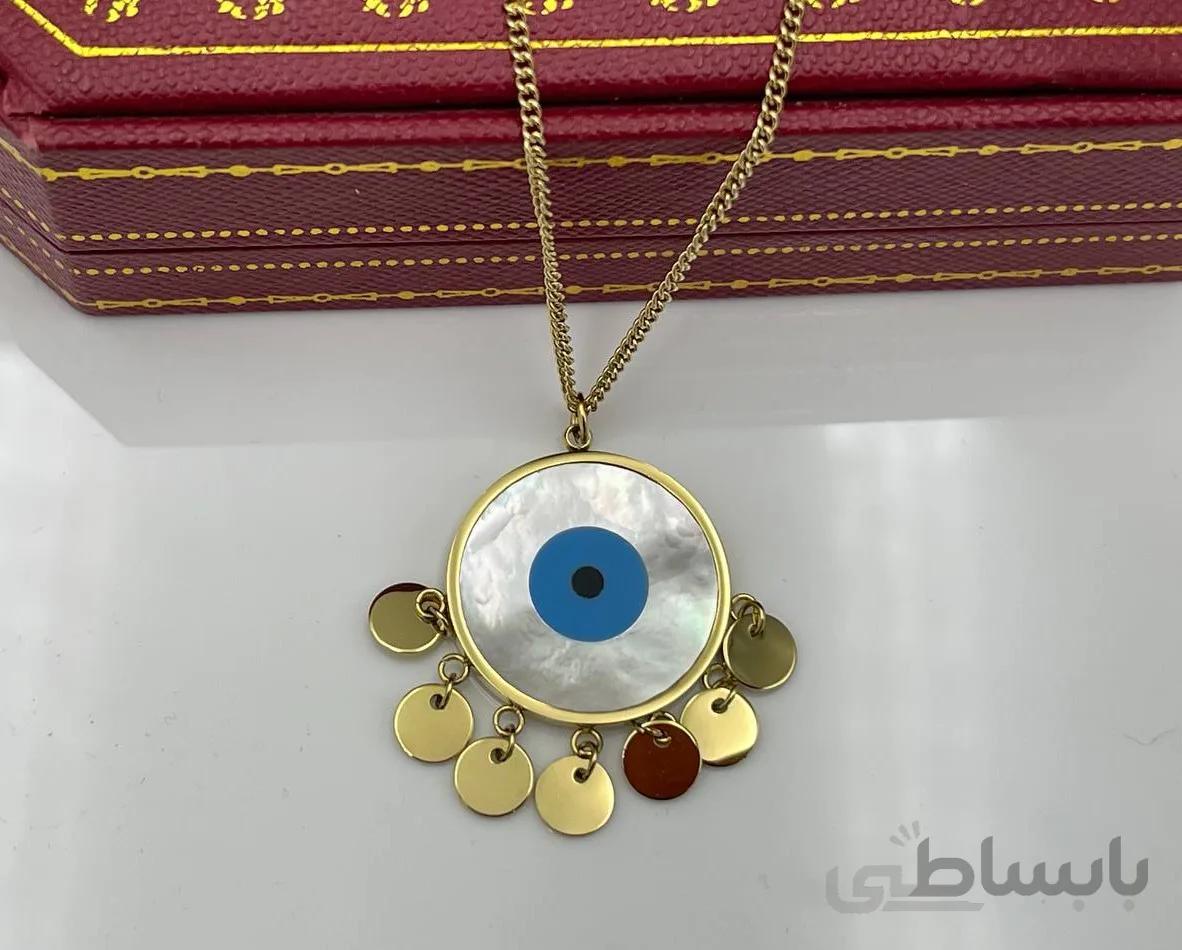 گردنبند چشم نظر سکه ای صدف دار