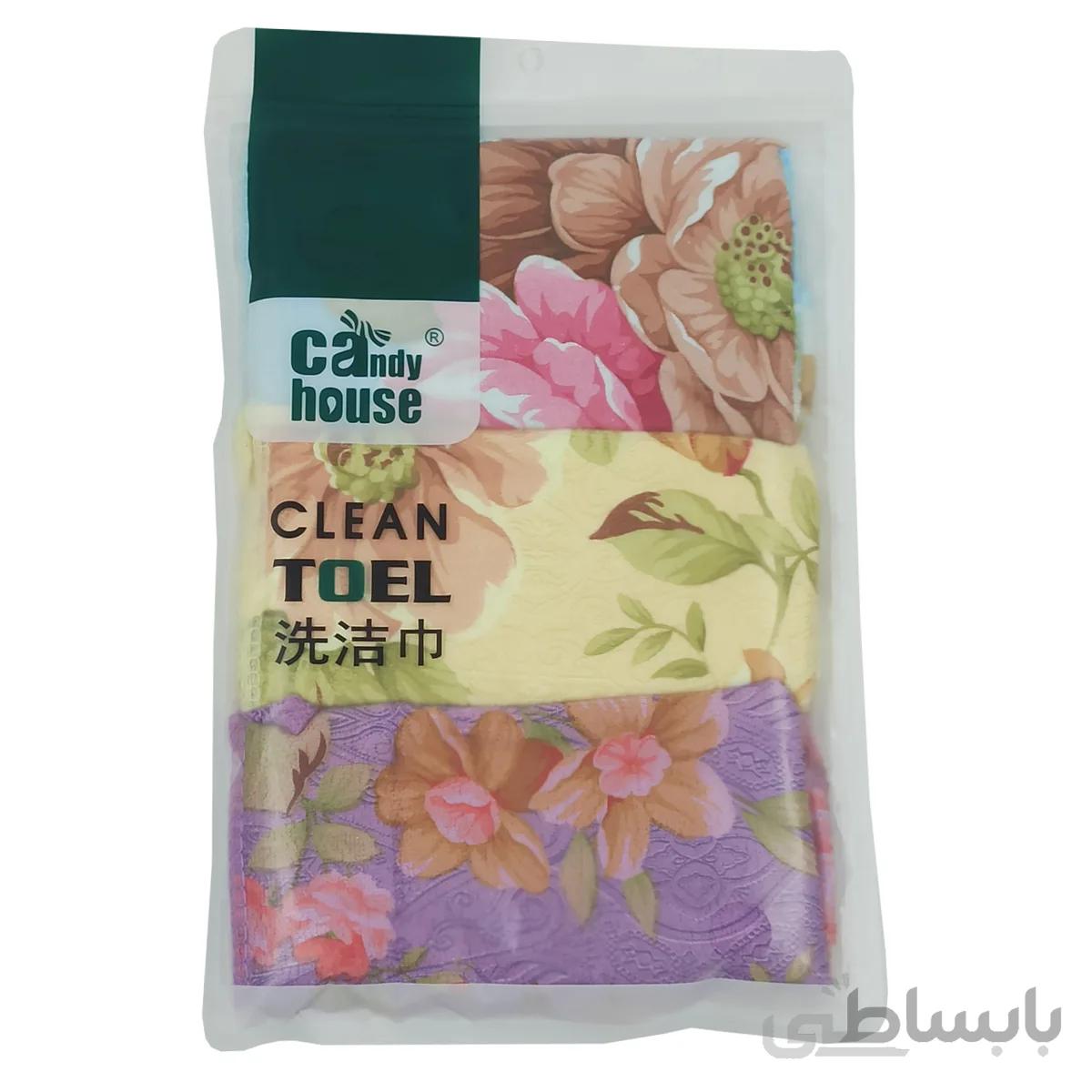 دستمال اشپزخانه طرح گل درشت مجموعه 3 عددی