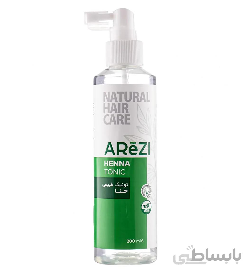 تونیک طبیعی ضد ریزش و رفع موهای شکسته حنا حجم 200 میل عارضی ا Arezi Henna Tonic 200 ml