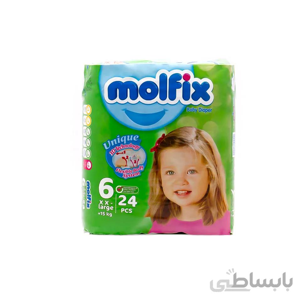 پوشک بچه سایز ۶ مولفیکس بسته ۲۴ عددی