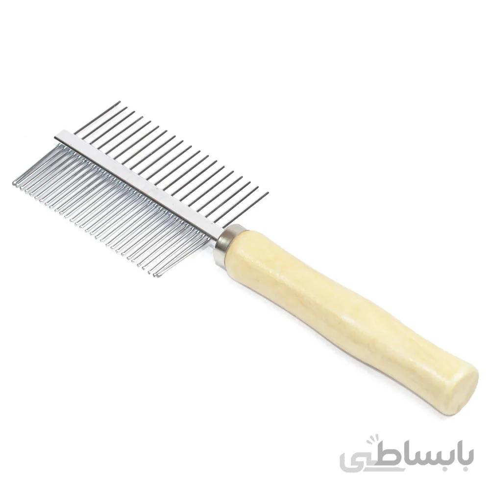شانه گره بازکن دو طرفه با دسته چوبی