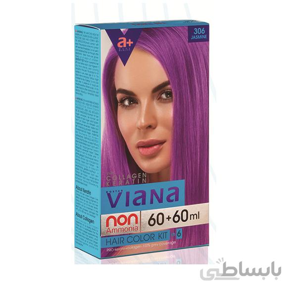 کیت رنگ مو ویانا (Viana) شماره 306 (یاسی) حجم 120 میل