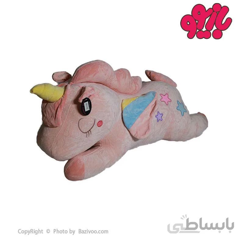 عروسک پولیشی اسب تک شاخ ستاره دار خوابیده 80 سانتی متری (2021080)