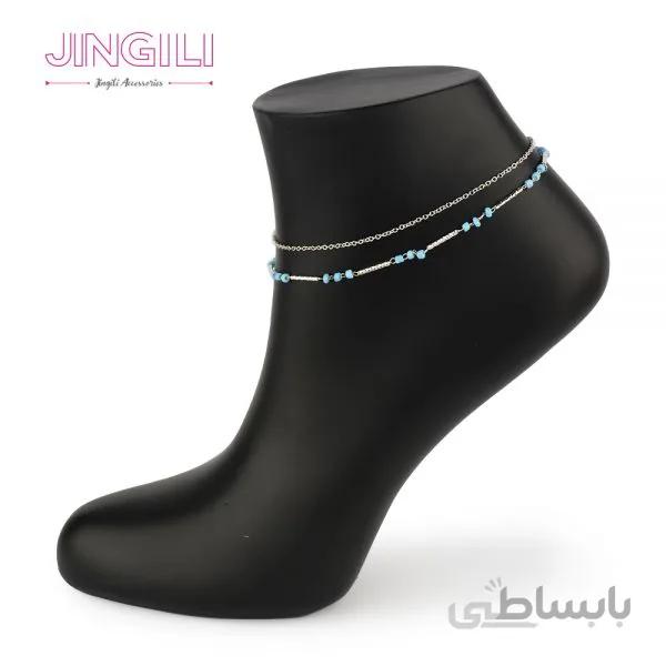 پابند دو رج فیروزه ای کد ajw0043
