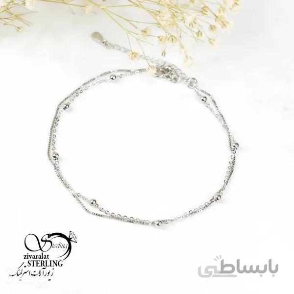 پابند نقره دو زنجیره توپی کد 703357