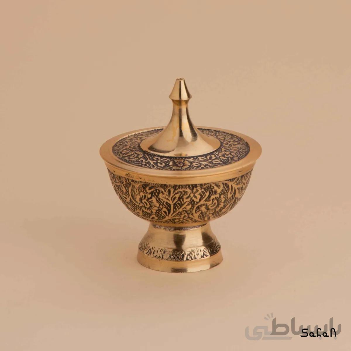 قندان پایه دار برنجی طلایی مدل شازیا
