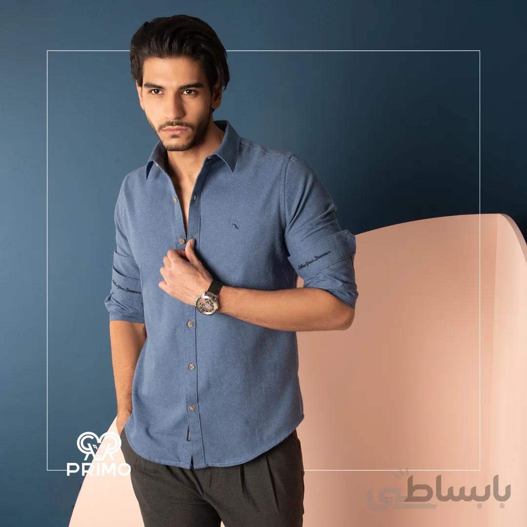 پیراهن پشمی مردانه مدل آستین بلند ساده 237404