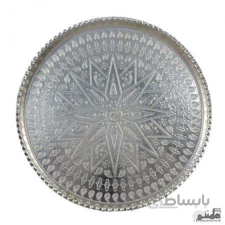 سینی مسی گرد نقره ای سایز 3