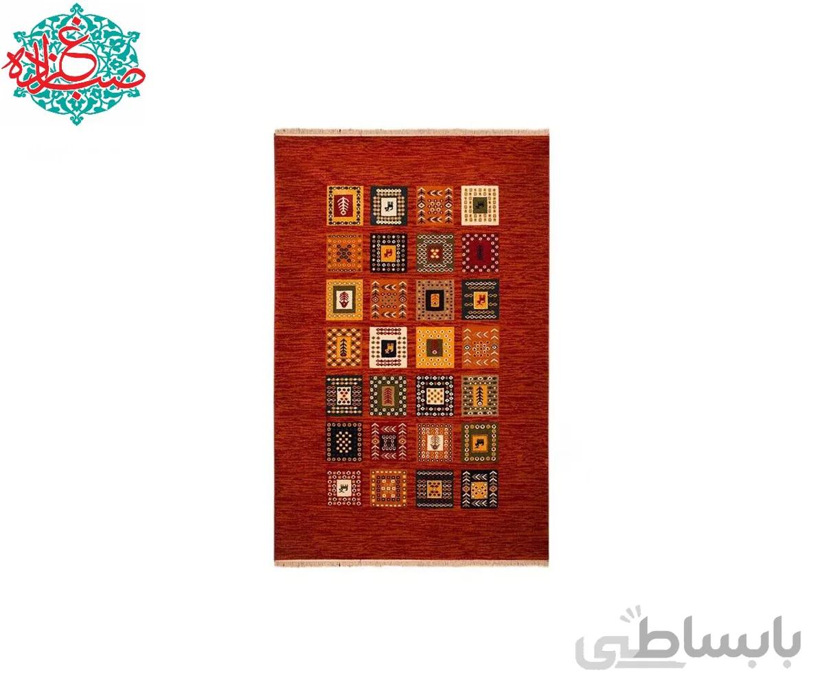 فرش ساوین طرح مهر زمینه قرمز