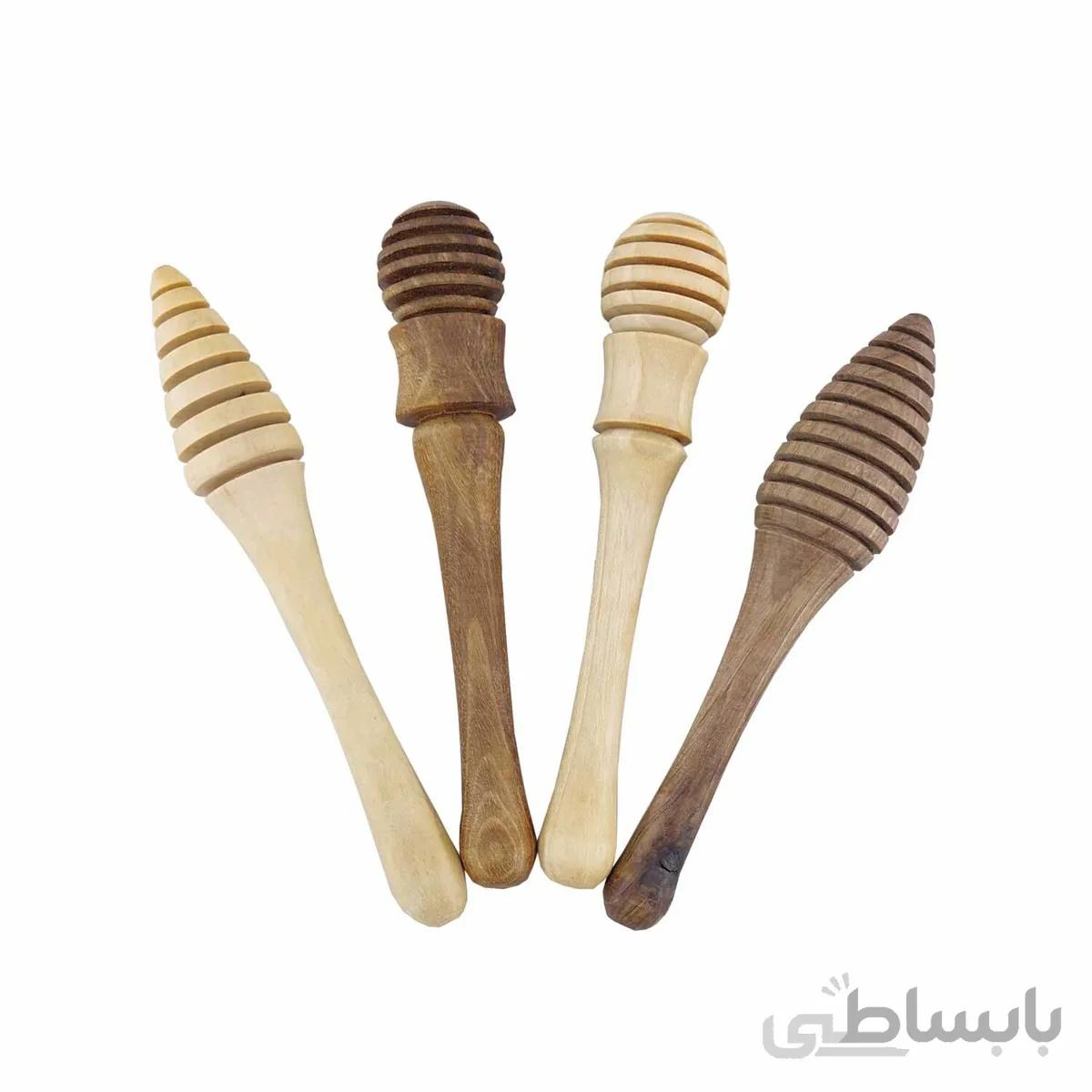 قاشق عسل چوبی طرح دار