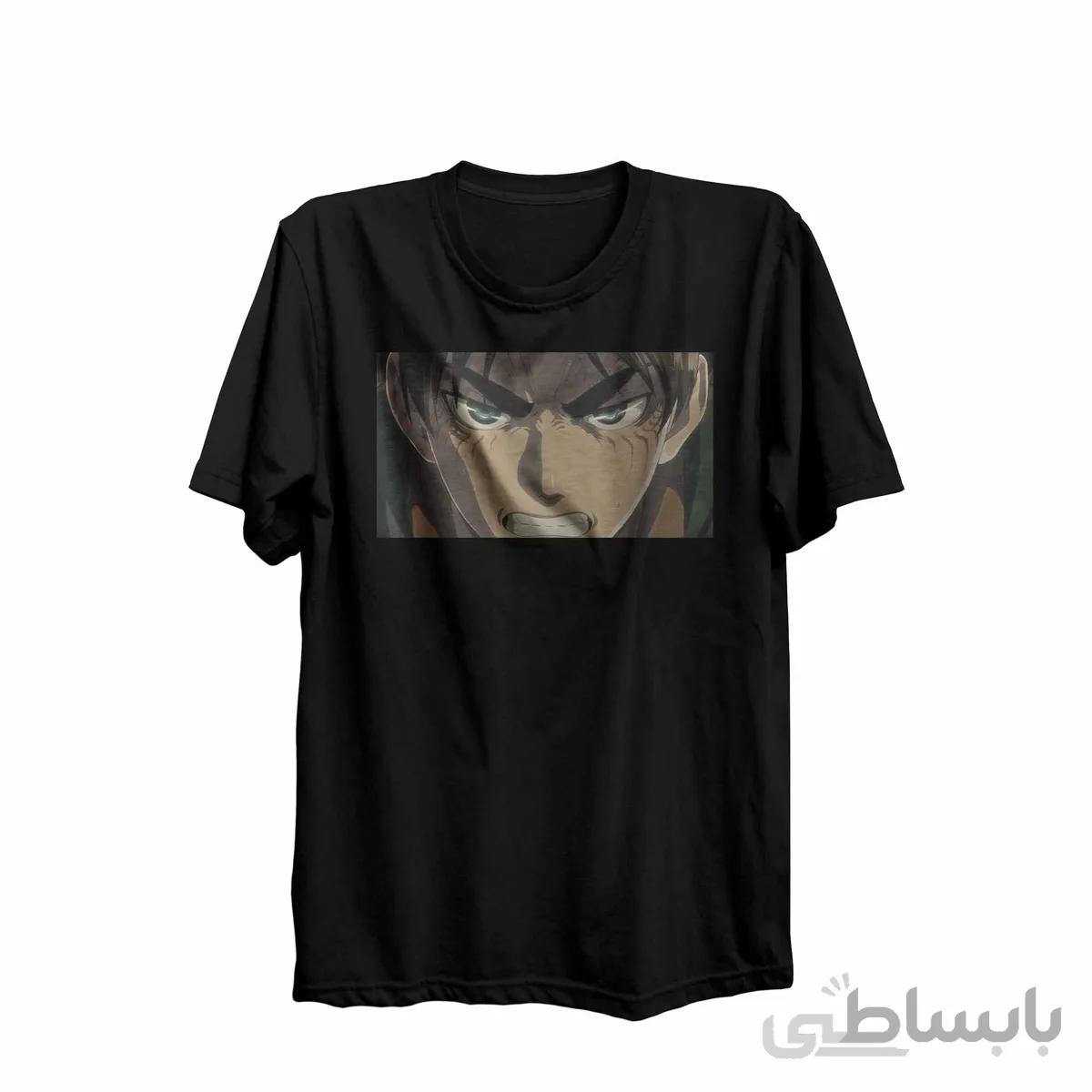 تیشرت یقه گرد مشکی طرح انیمه اتک آن تایتان Attack On Titan کدKCT10429 کد 285505