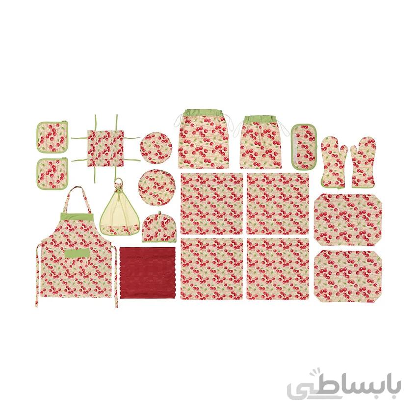 سرویس آشپزخانه 20 تکه رزین تاژ طرح گیلاس کتان
