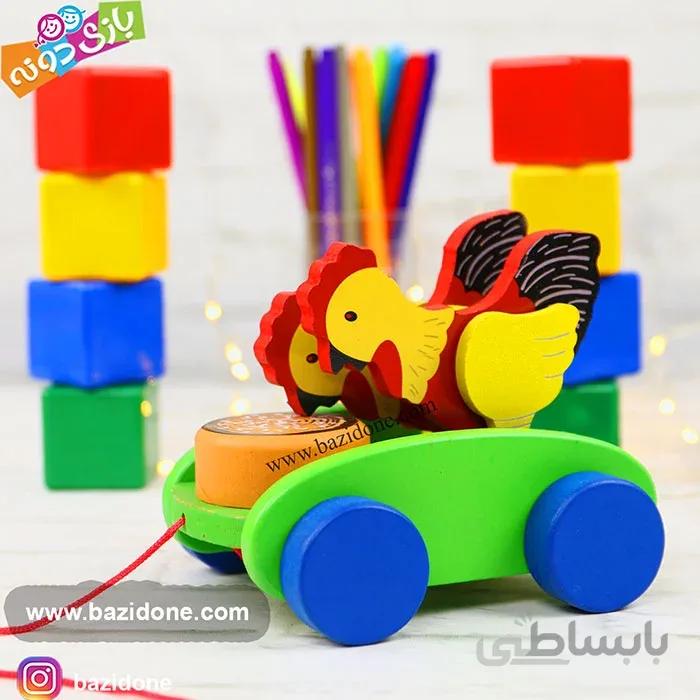 اسباب بازی خروس طبل زن چوبی