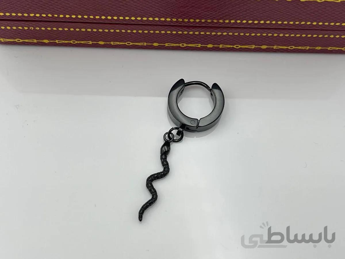 پیرسینگ گوش آویز مار مشکی