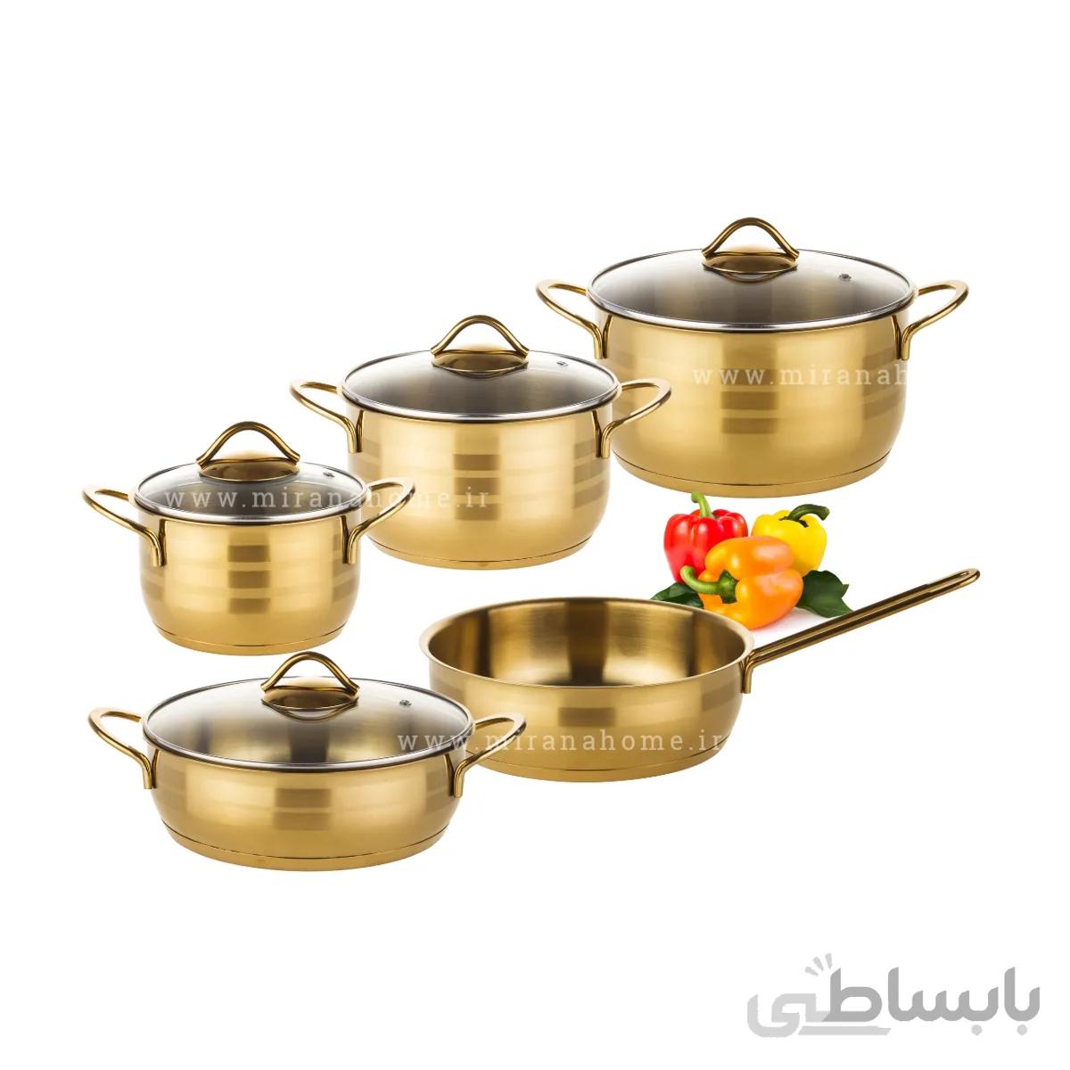 سرویس قابلمه استیل طلایی برند دستیلوکس مدل w230