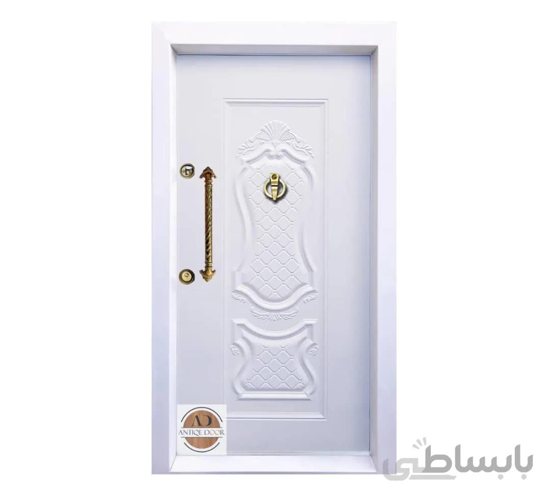 درب ضد سرقت روکش فلزی مدل دیپلمات سفید - چپ بازشو