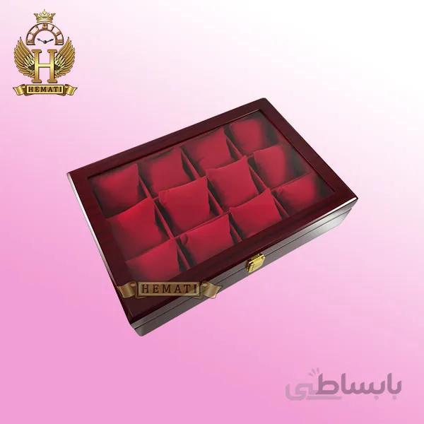 جعبه ساعت کلکسیونی چوبی ۱۲تایی رنگ قرمز box12111