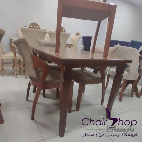 میز تک پایه شیاری شش نفره