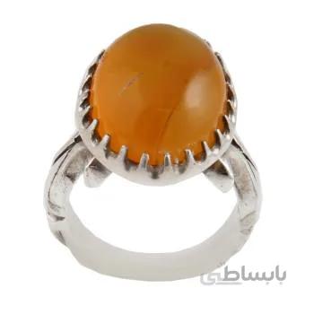 انگشتر نقره مردانه مدل کهربا رکاب دست ساز am_1795