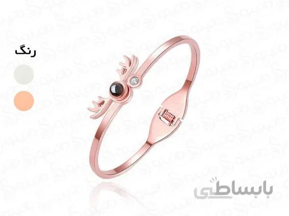 دستبند زنانه دوستت دارم به صد زبان دنیا طرح شاخ گوزن خاکستری 10073