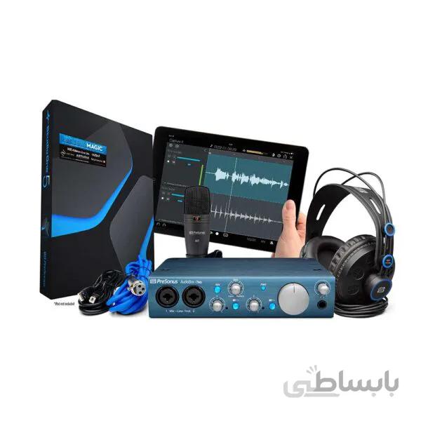 پکیج استودیویی کارت صدا، میکروفون و هدفون پریسونوس مدل AudioBox iTwo Studio ا PreSonus AudioBox iTwo Studio