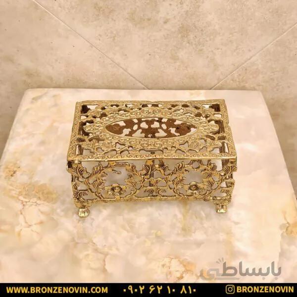 جا دستمال کاغذی برنزی رومیزی کد ۱۱۰۰