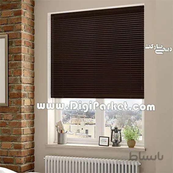 پرده کرکره فلزی طرح چوب قهوه ای سوخته ۱۶ میلیمتری P96