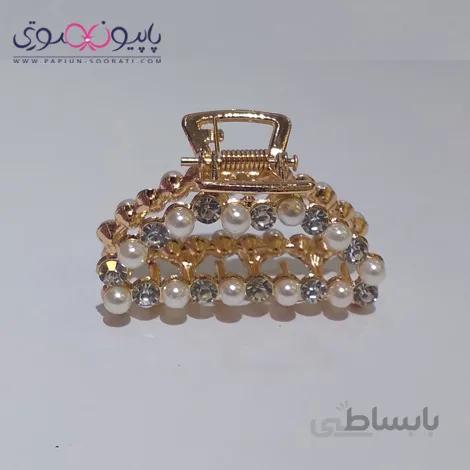 کلیپس مو فلزی نگین دار نیم دایره متوسط