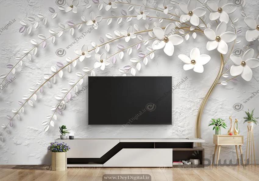 پوستر دیواری گل برجسته برای پشت ال سی دی ba-4635