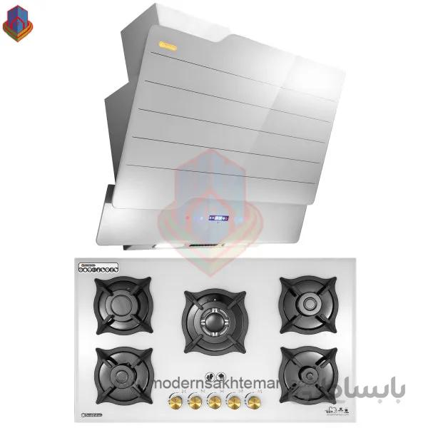 هود و اجاق گاز صفحه ای درخشان مدل نوت سفید G623