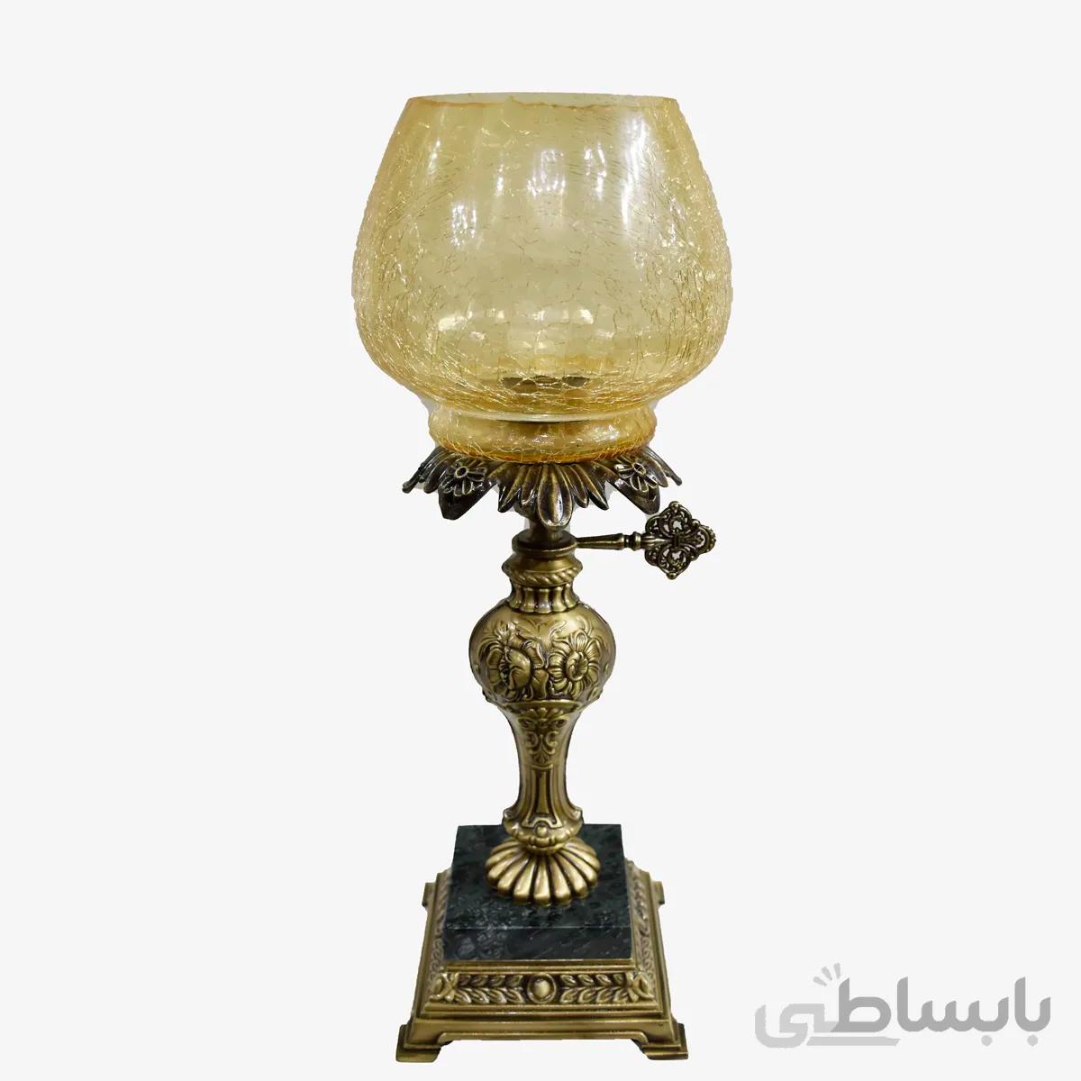 شمعدان بلور آبگز بدنه برنز