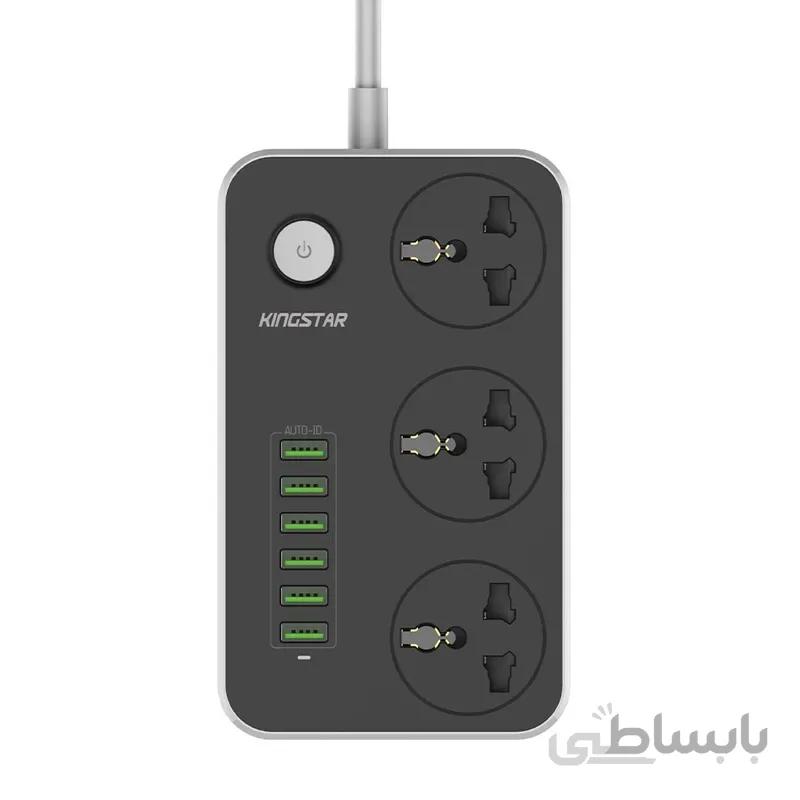 چند راهی ۳ خانه برق کینگ استار KingStar KPS5109 با کابل ۲ متری + شارژر USB