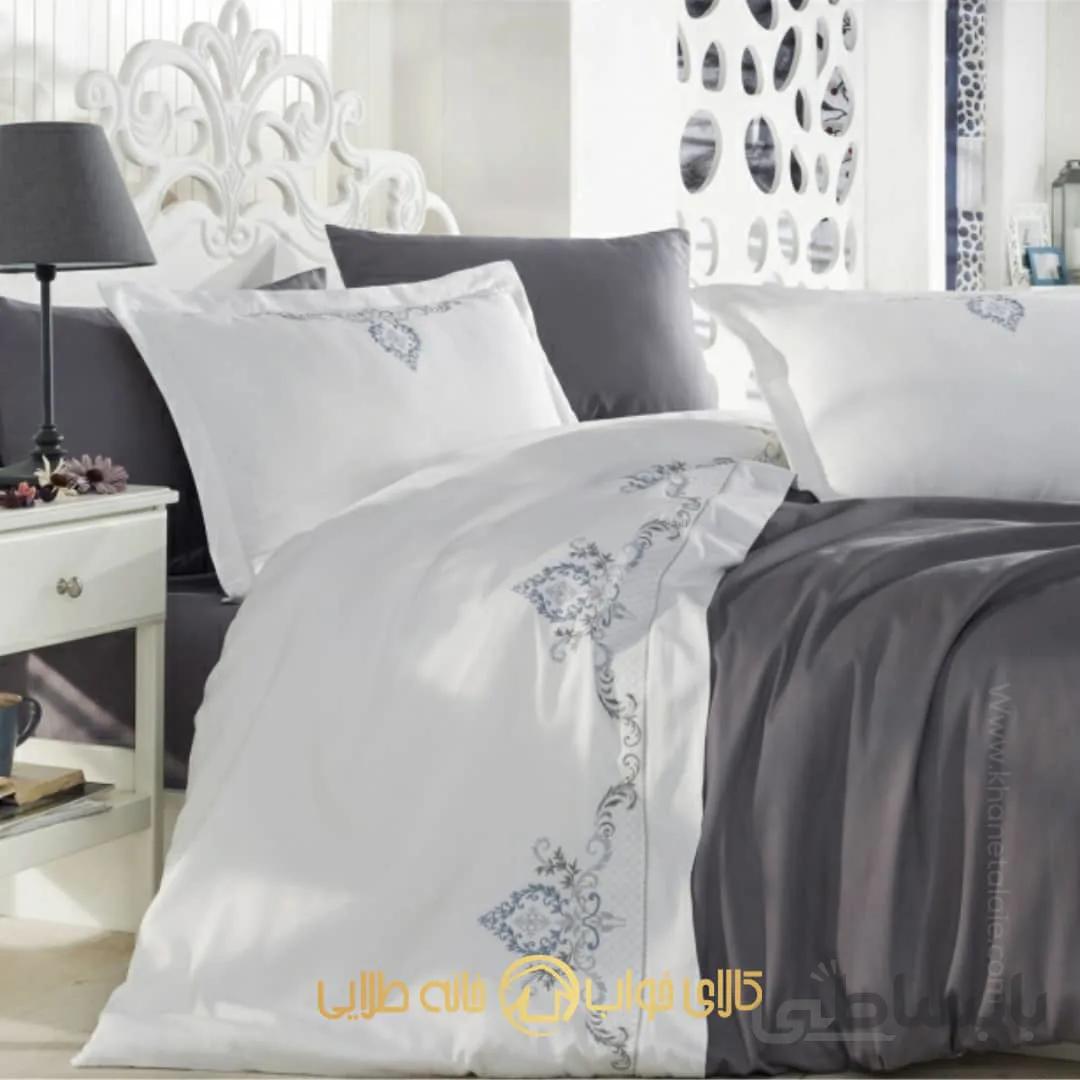 ست کاور لحاف ساتین طرح Gozde Antrasit برند Dantela vita
