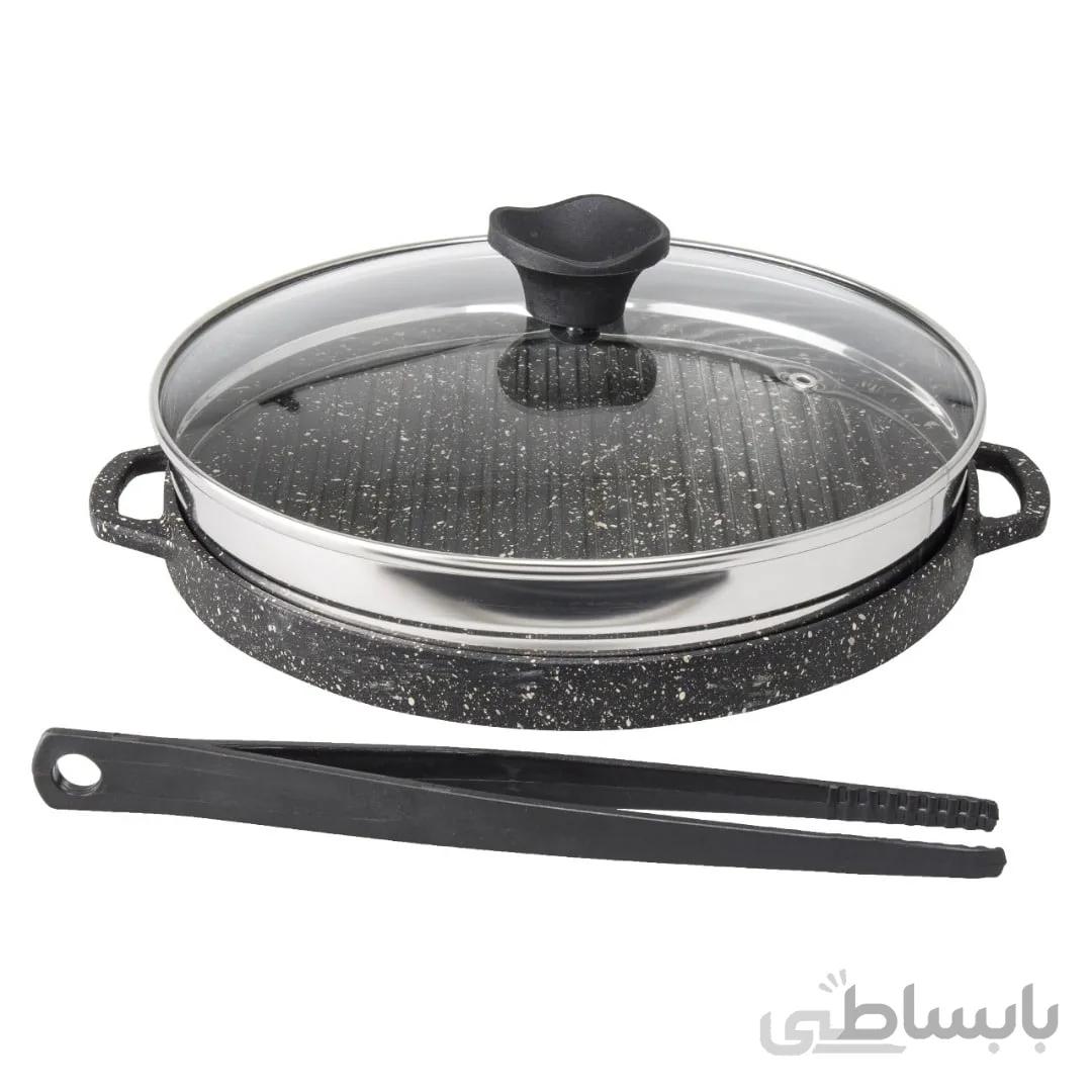 تابه گریل گرد 30 سانت 3 پارچه پرانی کد 5010
