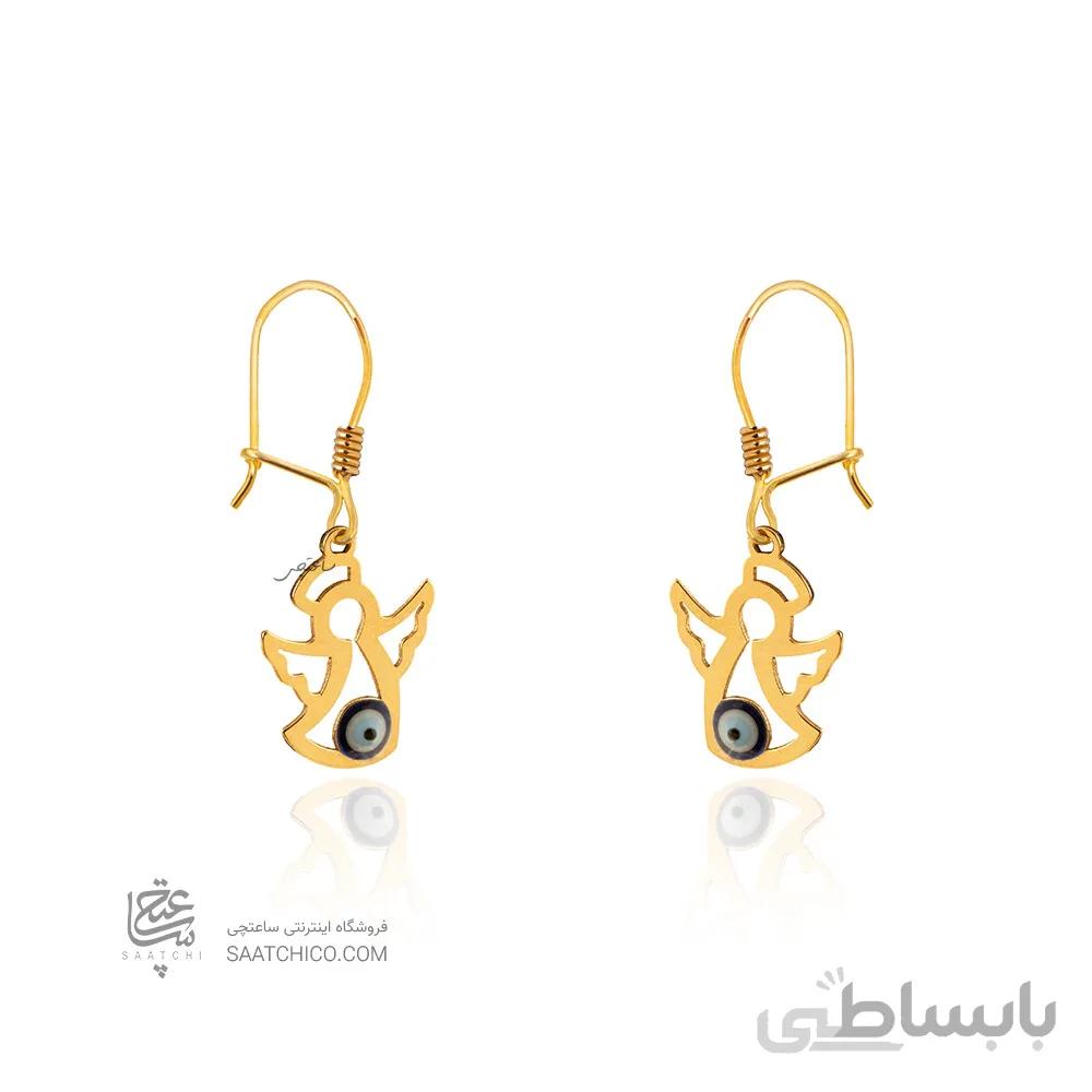 گوشواره طلا کودک طرح فرشته با چشم و نظر کد KE125