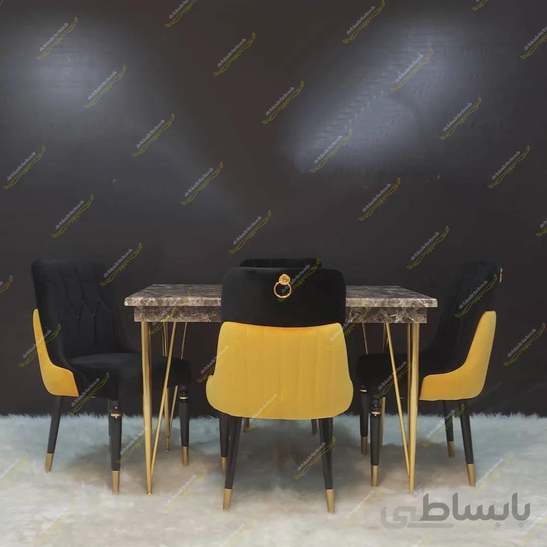 میز ناهار خوری وکیوم پایه فلزی با صندلی درسا