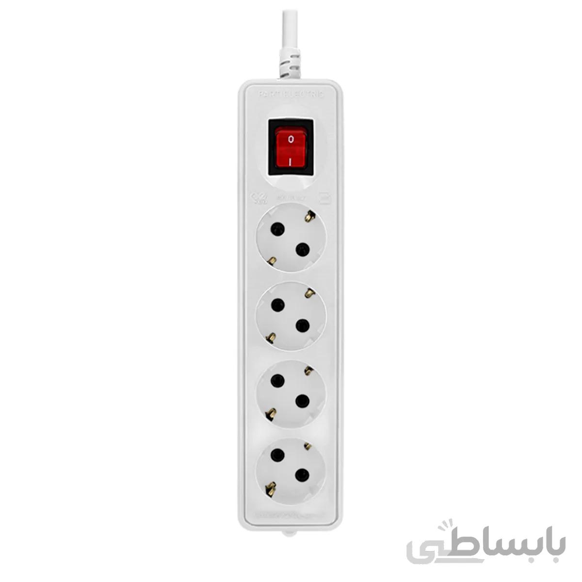 چند راهی برق کلید دار ارت دار 4 خانه 1.8 متری پارت الکتریک مدل Nike