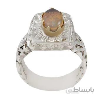 انگشتر نقره مردانه مدل اوپال رکاب قلم زنی کد AM_1462