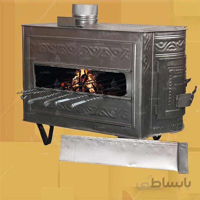 بخاری هیزمی دوکاره طرح دار ا * قابلیت گرمایشی و کباب کردن * قابلیت گذاشتن سیخ در داخل بخاری جهت مغز پخت شدن خوراکی * دارای دودکش جهت اشتعال بهتر * قابلیت استفاده در مکان های بسته
