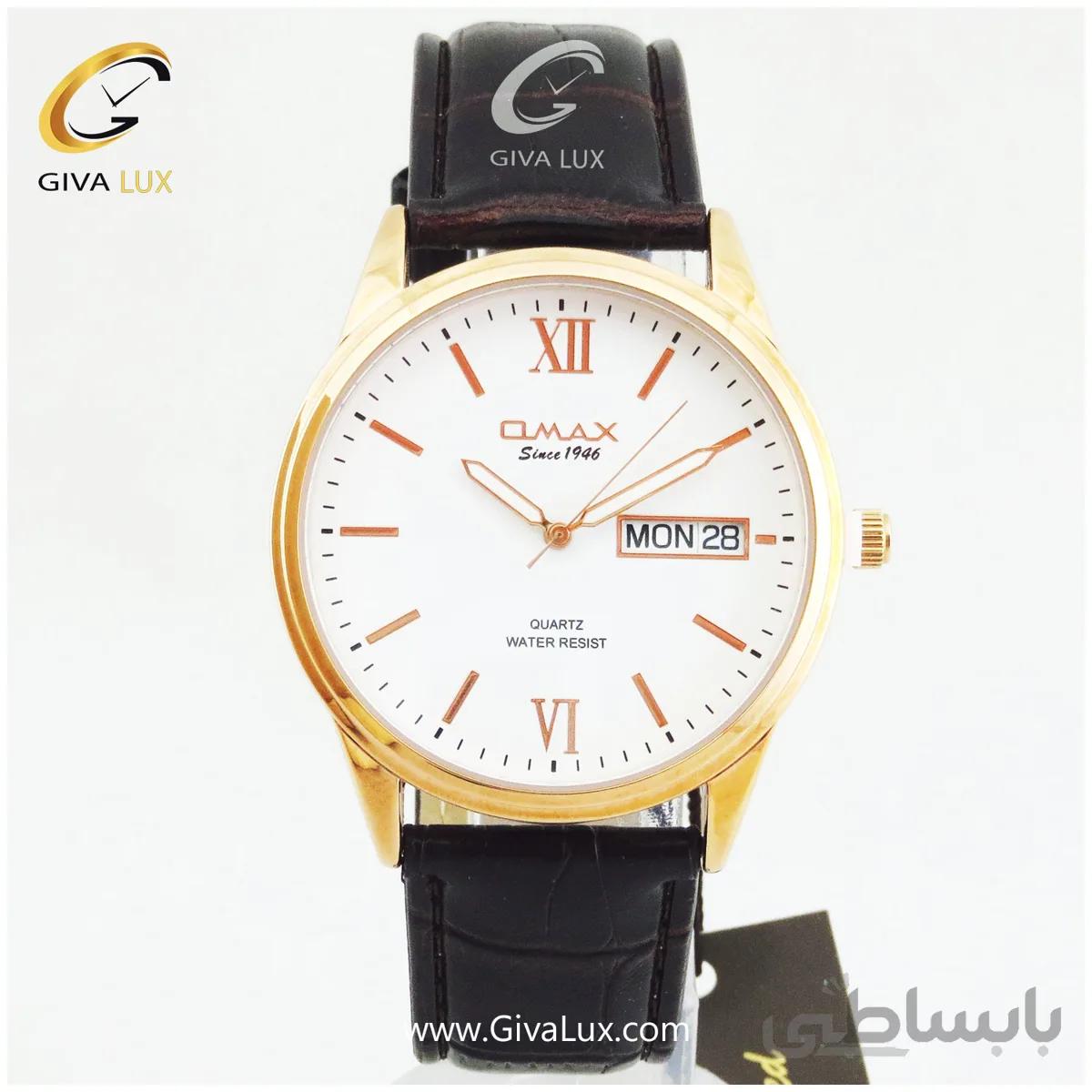 ساعت مچی مردانه بند چرمی قهوه ای OMAX