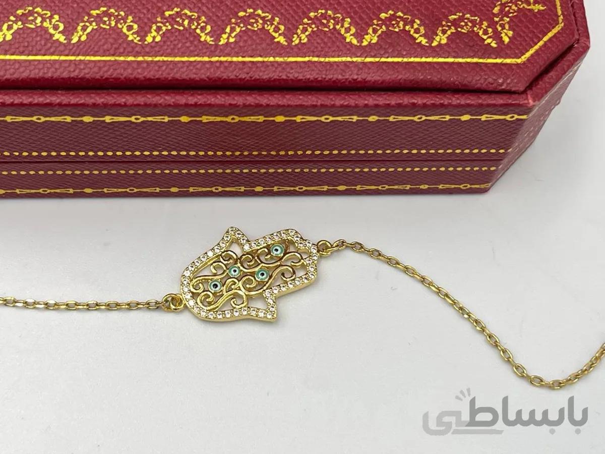 دستبند ظریف طرح دست رنگ ثابت