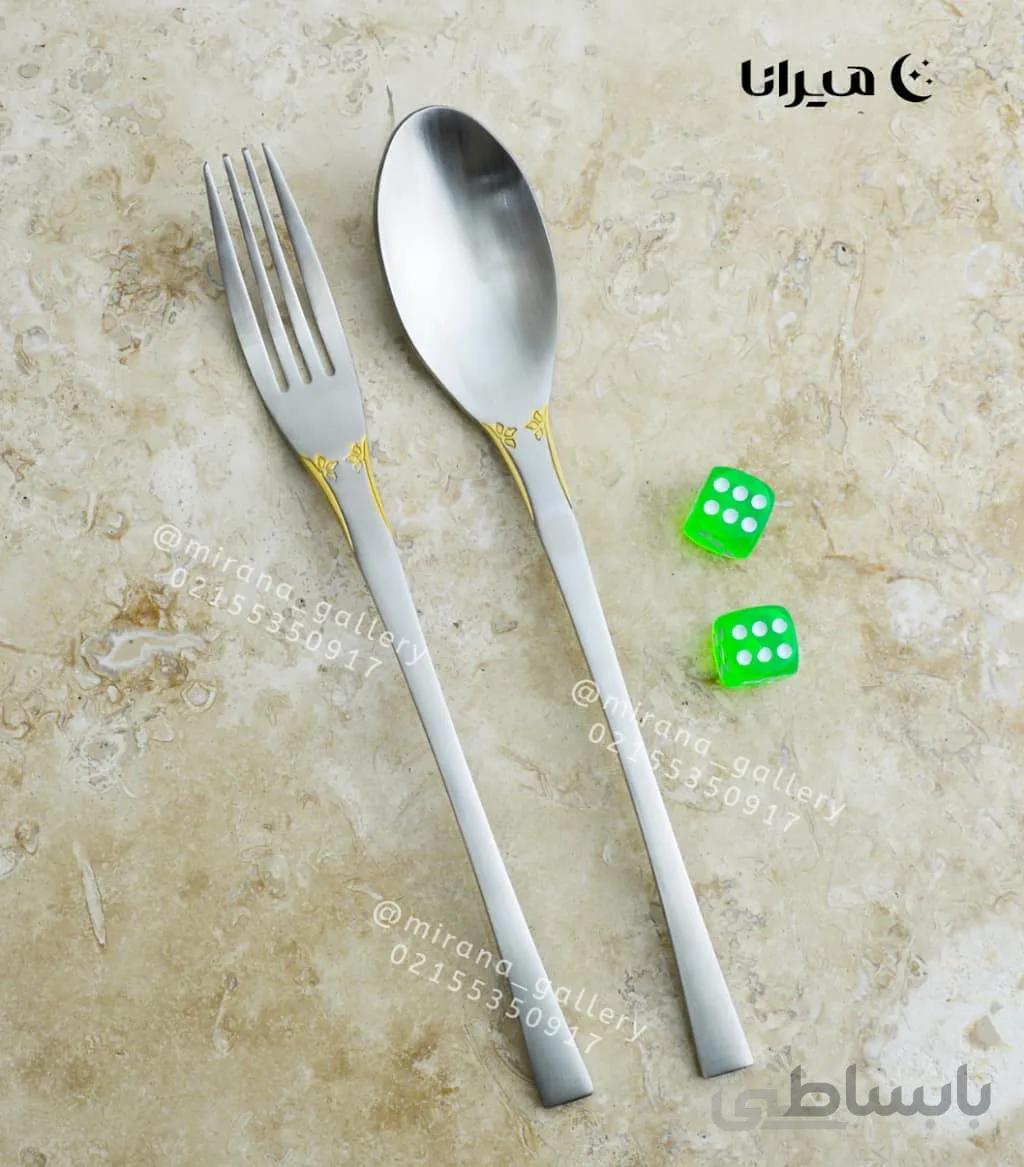سرویس قاشق و چنگال ۳۰ نفره تمام مات حاشیه طلایی برند نیکولاس مدل جورجیا
