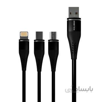 کابل تبدیل USB به لایتنینگ/microUSB/USB-C کلومن مدل KD-24 طول 1.2 متر