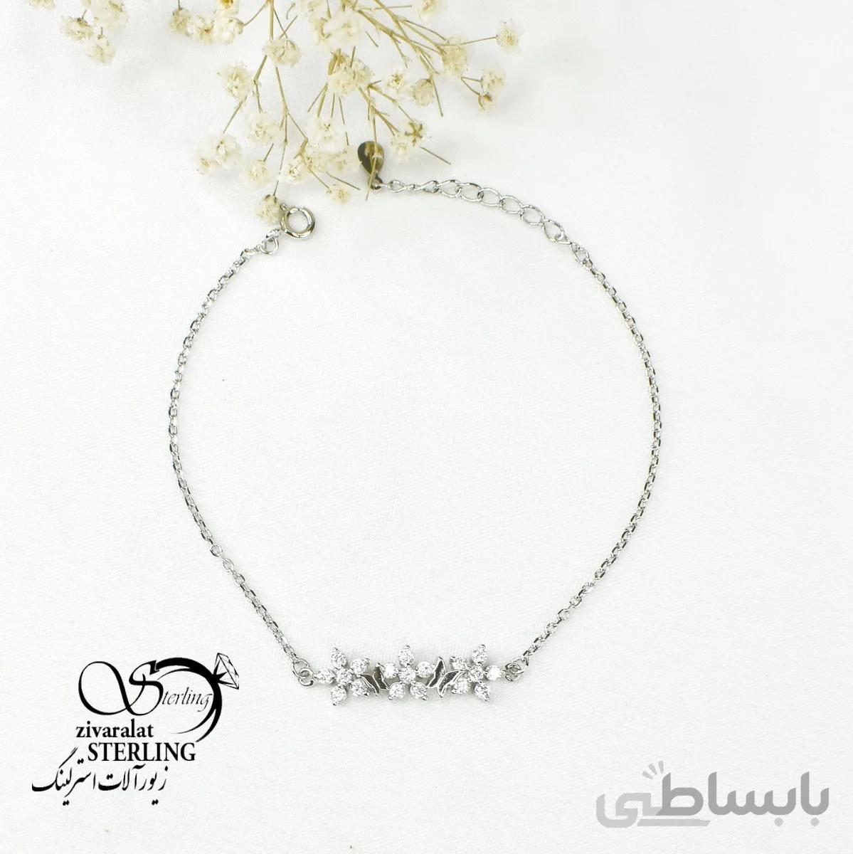 دستبند نقره زنانه طرح گل