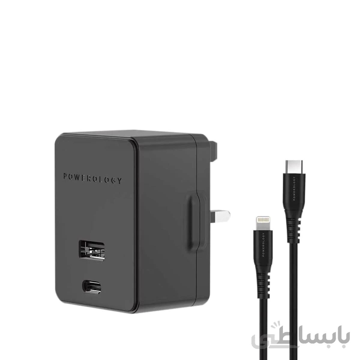 هد شارژر پاورولوجی مدل Quick PD Charger With Dual Ports 30W ا Powerology Quick PD Charger With Dual Ports 30W