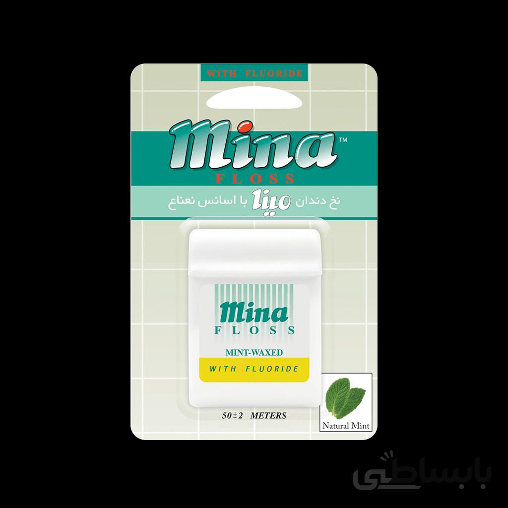 نخ دندان مینا با اسانس نعنا ۵۰ متر Mina Waxed Dental Floss