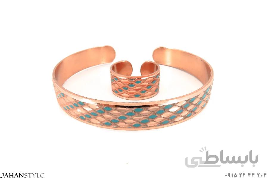 نیم ست مسی دخترانه تراش طرح حصیری دو رنگ