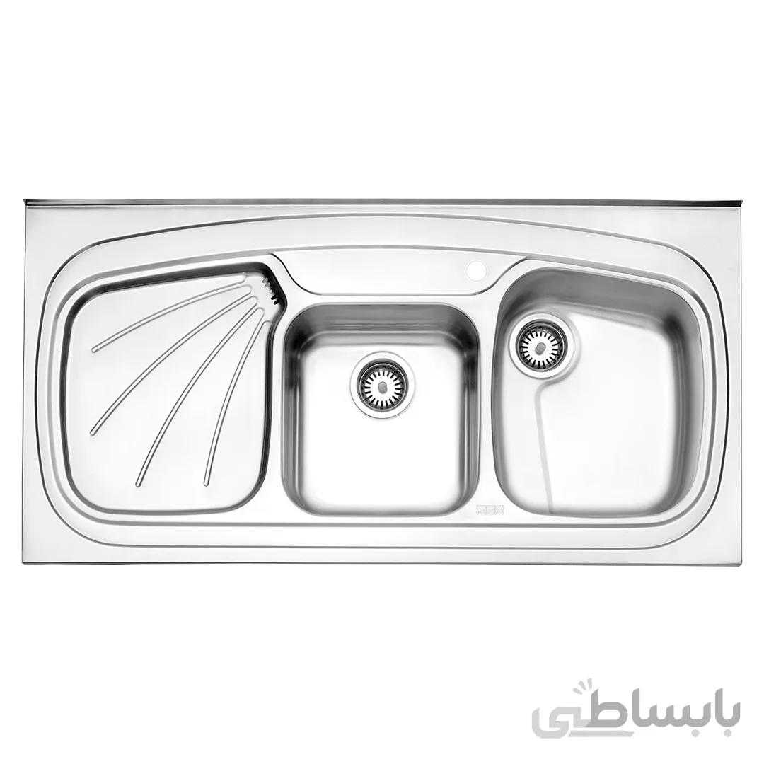 سینک ظرفشویی روکار استیل البرز ا پروانه Steel Alborz Double Bowl Sink 614/60