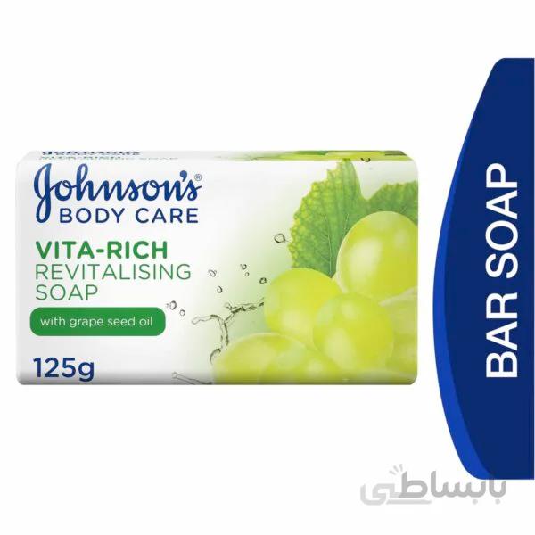 صابون ۱۲۵ گرم جانسون با عصاره روغن هسته انگور – صابون احیا کننده غنی از ویتامین – Johnson body care vita-rich
